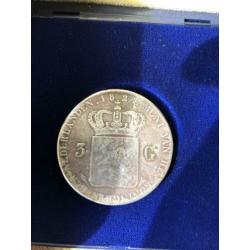 3 Gulden Koning Willem 1 uit 1824!!