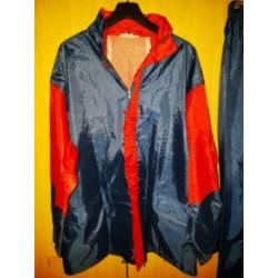 Regenpak mt. 2XL waterdicht blauw-rood polyamide mooie staat