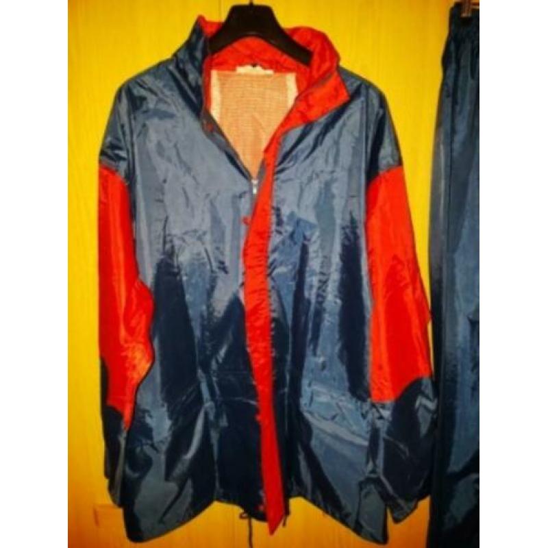 Regenpak mt. 2XL waterdicht blauw-rood polyamide mooie staat