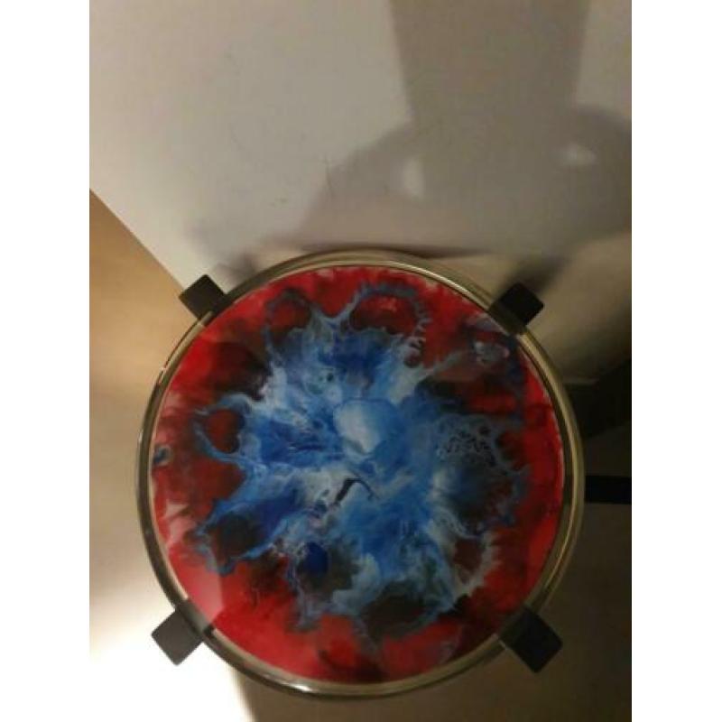 Hoge bijzettafel/sidetable EPOXY met eiken (EYE-CATCHER!!!)