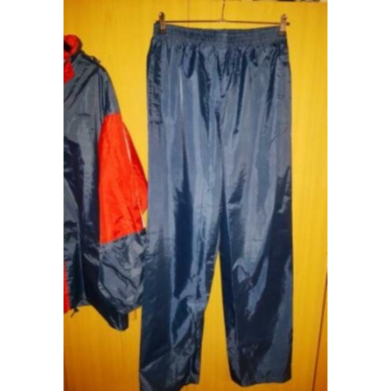 Regenpak mt. 2XL waterdicht blauw-rood polyamide mooie staat