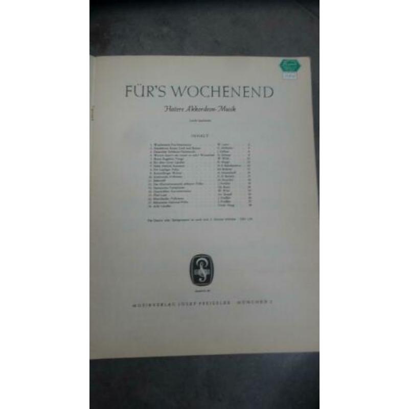 Accordeonalbum Fur's Wochende Heitere Akkordeon Musik
