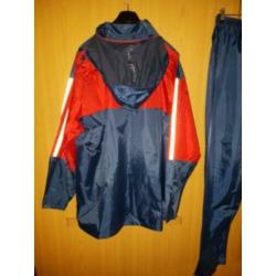 Regenpak mt. 2XL waterdicht blauw-rood polyamide mooie staat