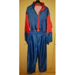 Regenpak mt. 2XL waterdicht blauw-rood polyamide mooie staat