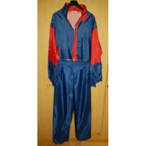 Regenpak mt. 2XL waterdicht blauw-rood polyamide mooie staat