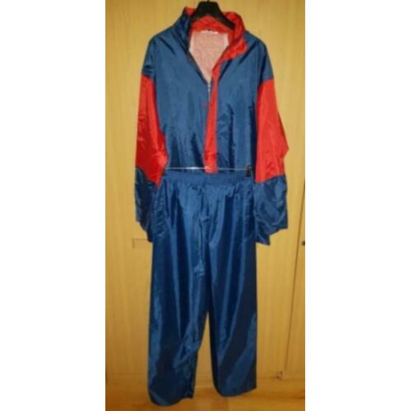 Regenpak mt. 2XL waterdicht blauw-rood polyamide mooie staat