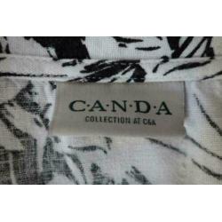 1370 linnen tuniek blousje zwart/wit CANDA; Mt= XL'