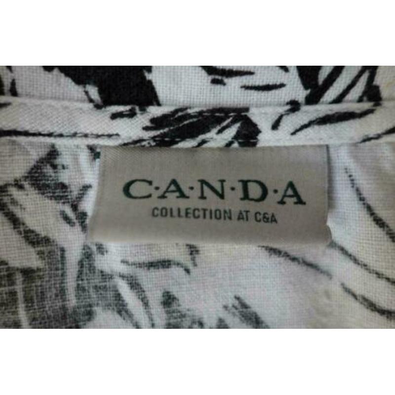 1370 linnen tuniek blousje zwart/wit CANDA; Mt= XL'