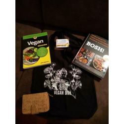 Bosh kookboek, vegan voor dummies , vegan portemonnee en tas