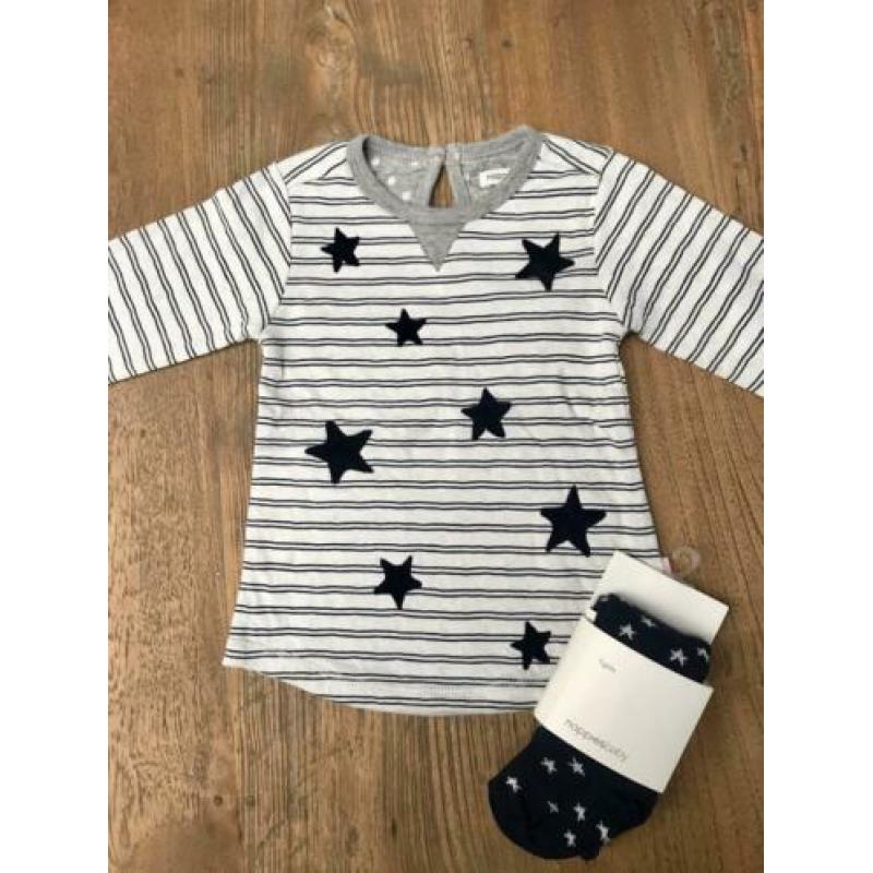 Noppies jurk + maillot - m68 - grijs/wit/blauw - nieuw!! -