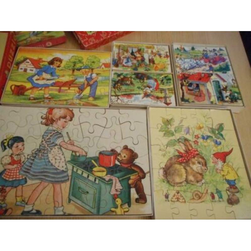 Houten kinderpuzzels uit jaren 1960
