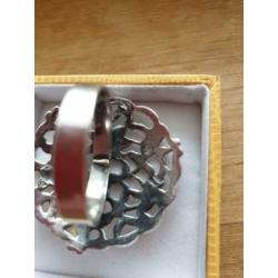 Zilveren ring 'bloemen' maat 20 / 63