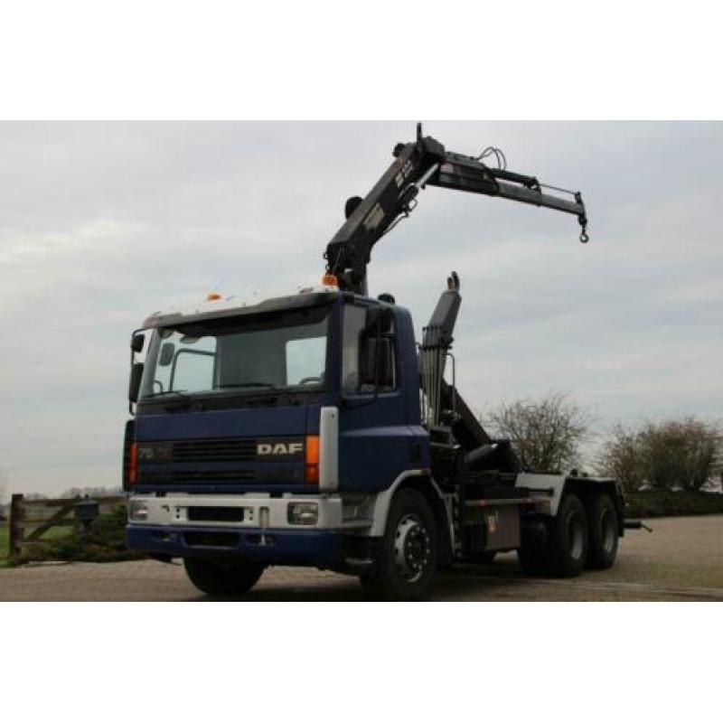 Daf as75/240 ati kraan/haak!crane/hook!10 tyres!manual