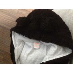 jongens vest zwart fleece+muts+oortjes hema maat 98