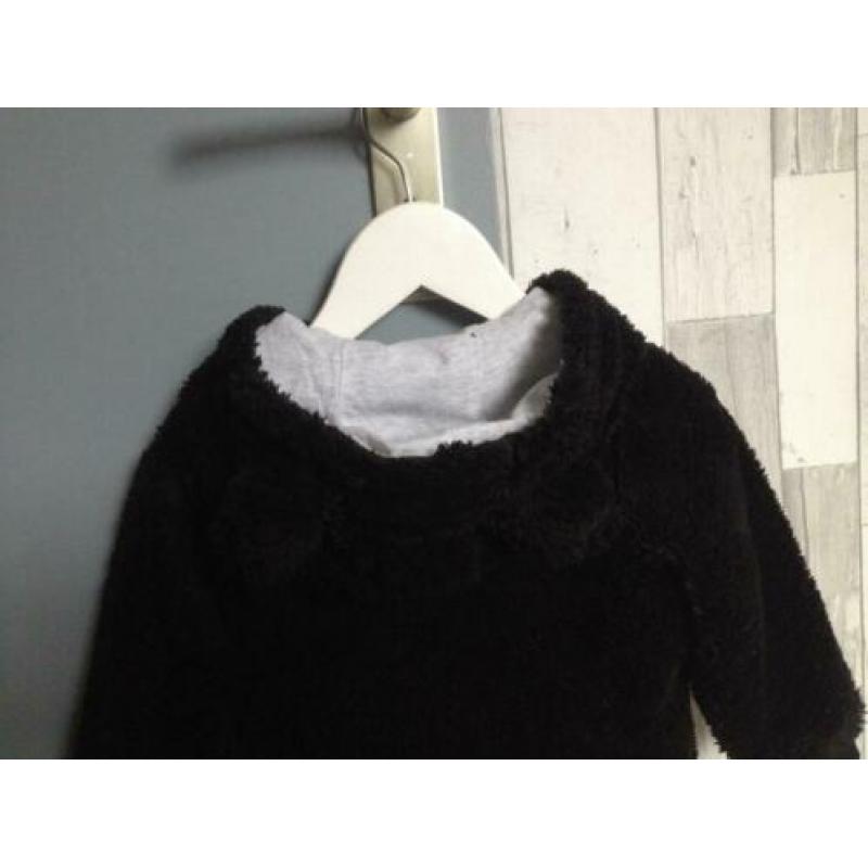 jongens vest zwart fleece+muts+oortjes hema maat 98