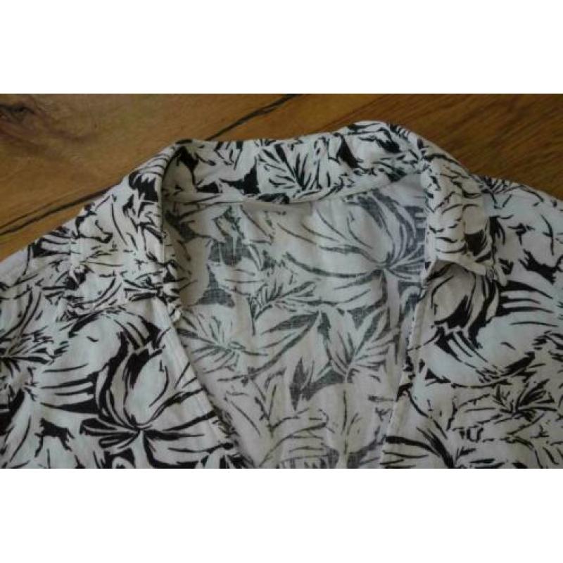 1370 linnen tuniek blousje zwart/wit CANDA; Mt= XL'