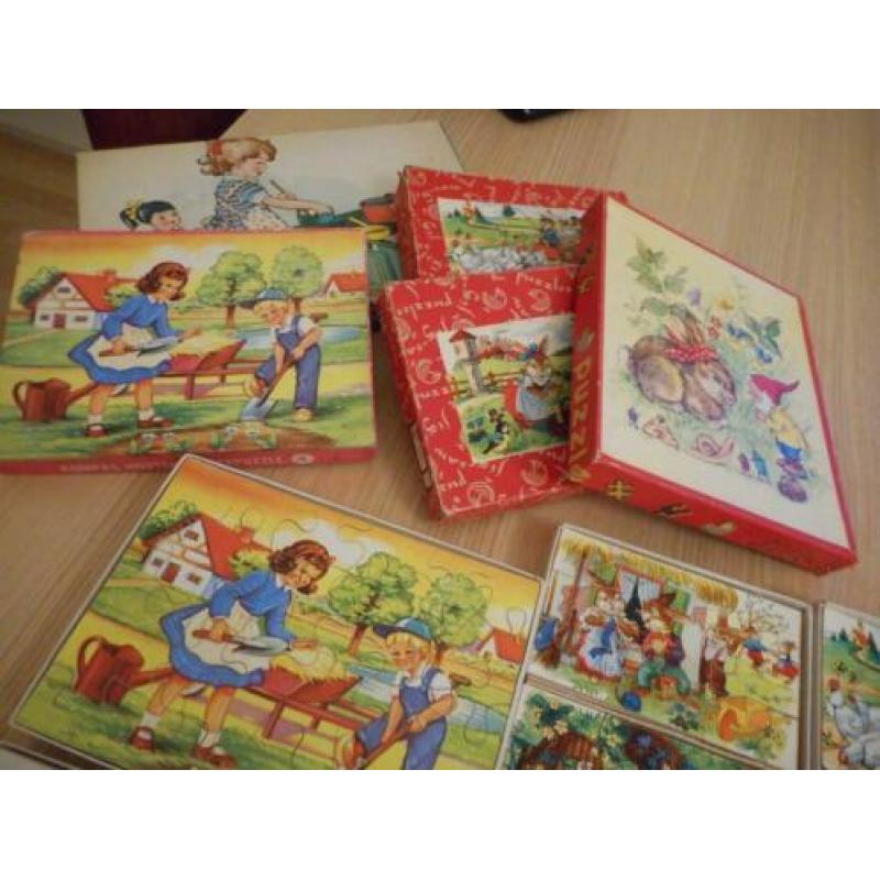 Houten kinderpuzzels uit jaren 1960