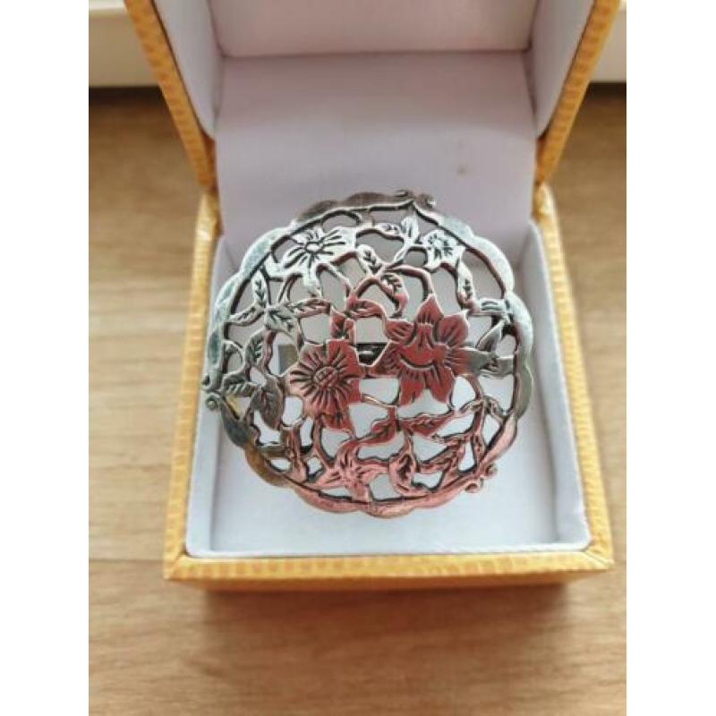Zilveren ring 'bloemen' maat 20 / 63