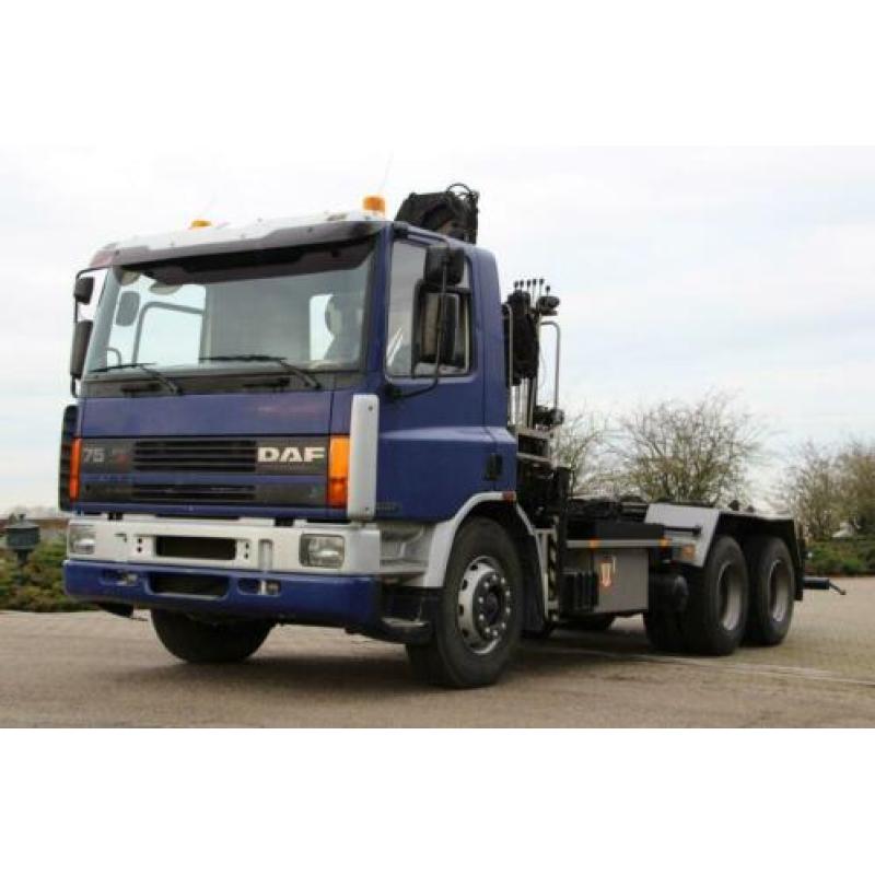 Daf as75/240 ati kraan/haak!crane/hook!10 tyres!manual