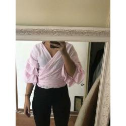 Wikkel blouse helemaal nieuw maat s/m strepen wit roze zomer