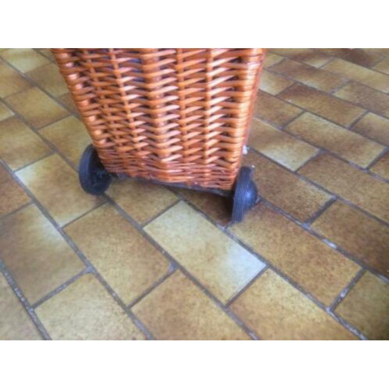 Gevlochten rijdende wasmand