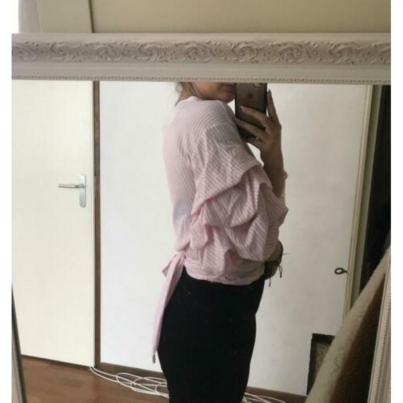 Wikkel blouse helemaal nieuw maat s/m strepen wit roze zomer