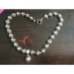 Zilveren goud ketting met ruwe diamant