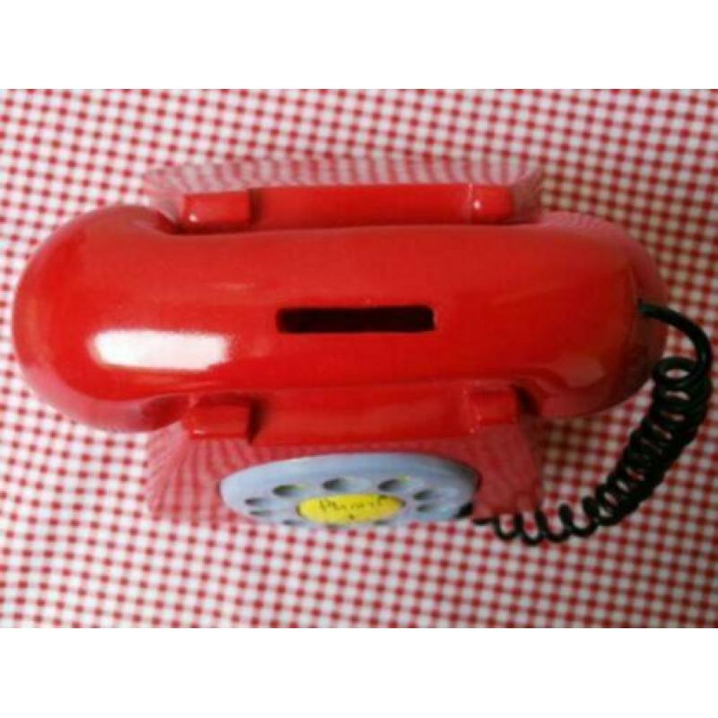 Leuke Rode Retro telefoon spaarpotje Phone + pay