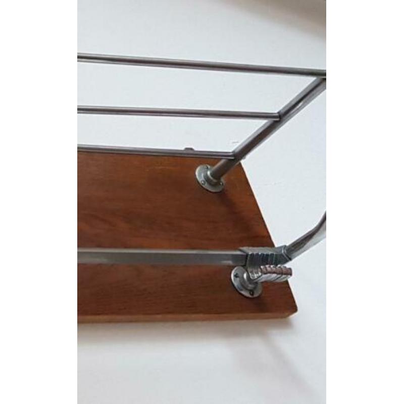Kapstok art deco hout/chrome
