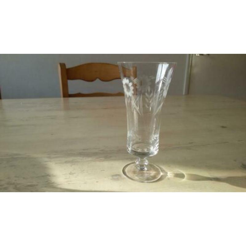 Luxe glasservies met bloemmotief gegraveerd 25-delig t.e.a.b