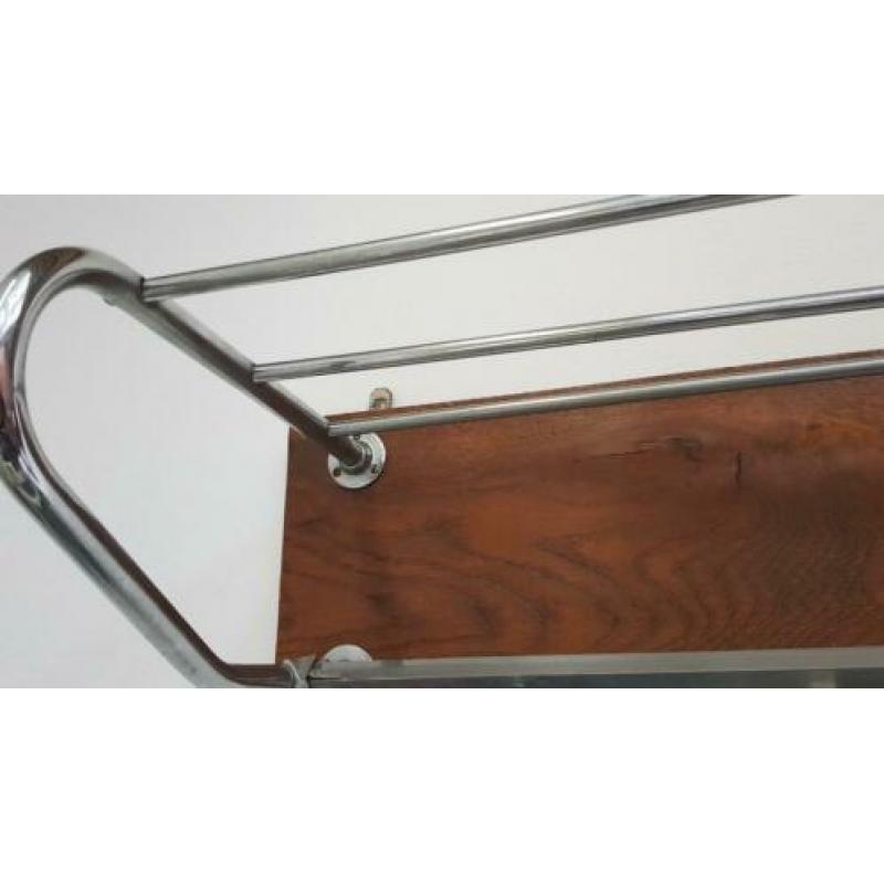Kapstok art deco hout/chrome