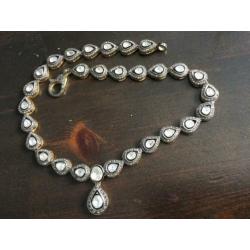 Zilveren goud ketting met ruwe diamant