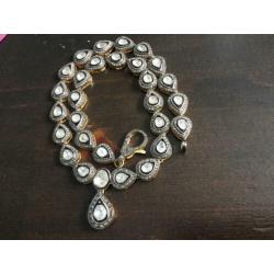 Zilveren goud ketting met ruwe diamant