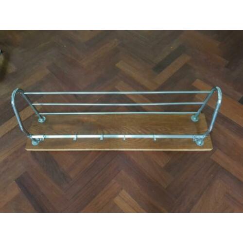 Kapstok art deco hout/chrome