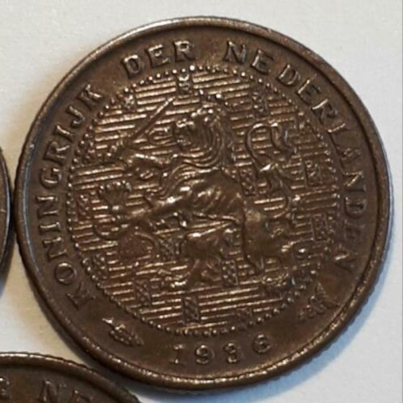 1/2 cent 1934-36-37-38-40 (3e Type) Wilhelmina (Setje 5X)