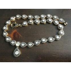 Zilveren goud ketting met ruwe diamant