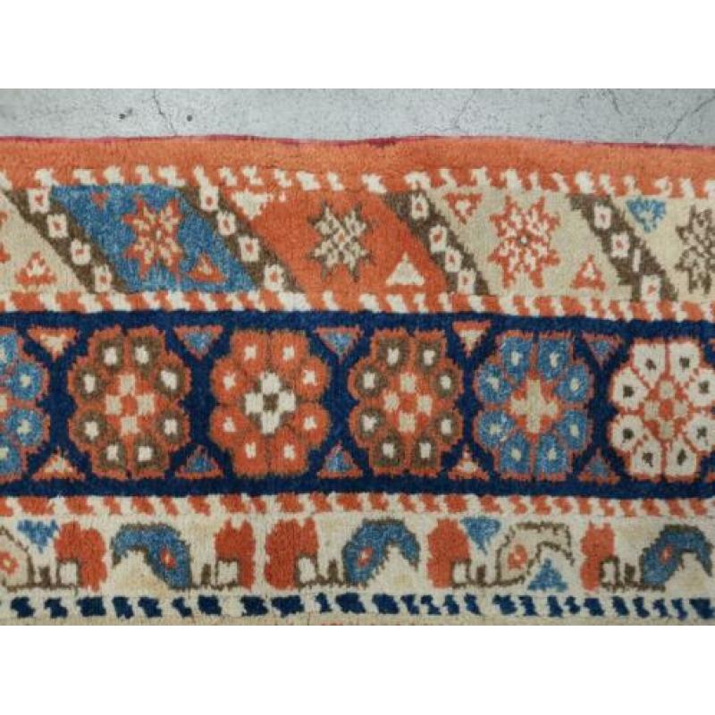 Handgeknoopt anatolia tapijt oranje blue Perzisch 128x155cm
