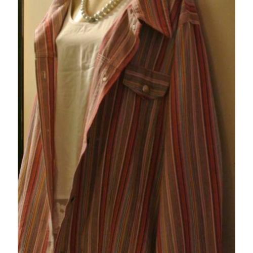 Ulla Popken blouse jasje rood wit geel blauw katoen Mt 58 60