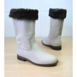 Every One leder beige halfhoge laarzen met omslag 37 NIEUW