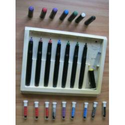 Doos met 7 Staedler Rapidograph Technical Drawing Pens