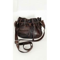 Spikes & Sparrow bruin leren buidel/schoudertas ZGAN