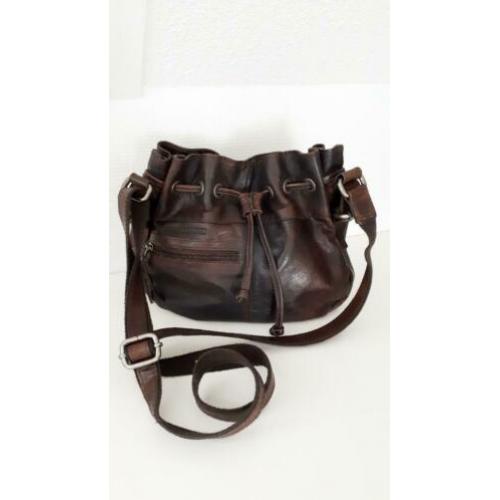 Spikes & Sparrow bruin leren buidel/schoudertas ZGAN