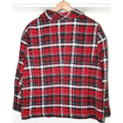 El Corte Ingles jas geruit rood, wit en zwart maat. 52 ??