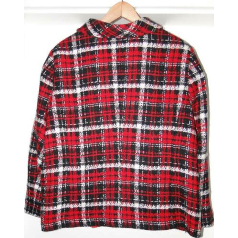 El Corte Ingles jas geruit rood, wit en zwart maat. 52 ??