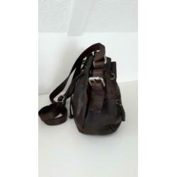 Spikes & Sparrow bruin leren buidel/schoudertas ZGAN