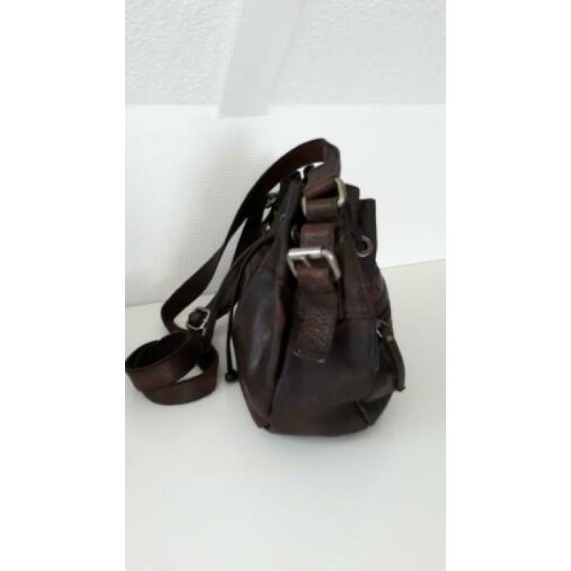 Spikes & Sparrow bruin leren buidel/schoudertas ZGAN