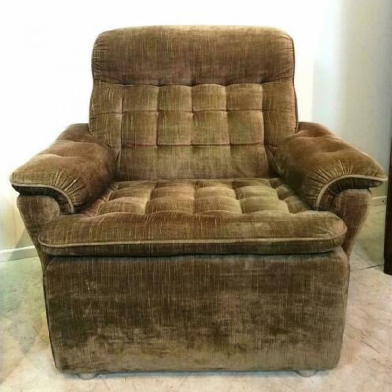 Fauteuils, 2 stuks, velourse stof, vintage