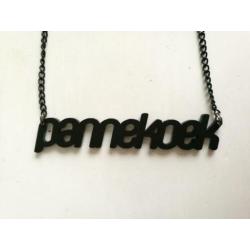 Zwarte Pannekoek ketting, naked Design, toren C, naamketting