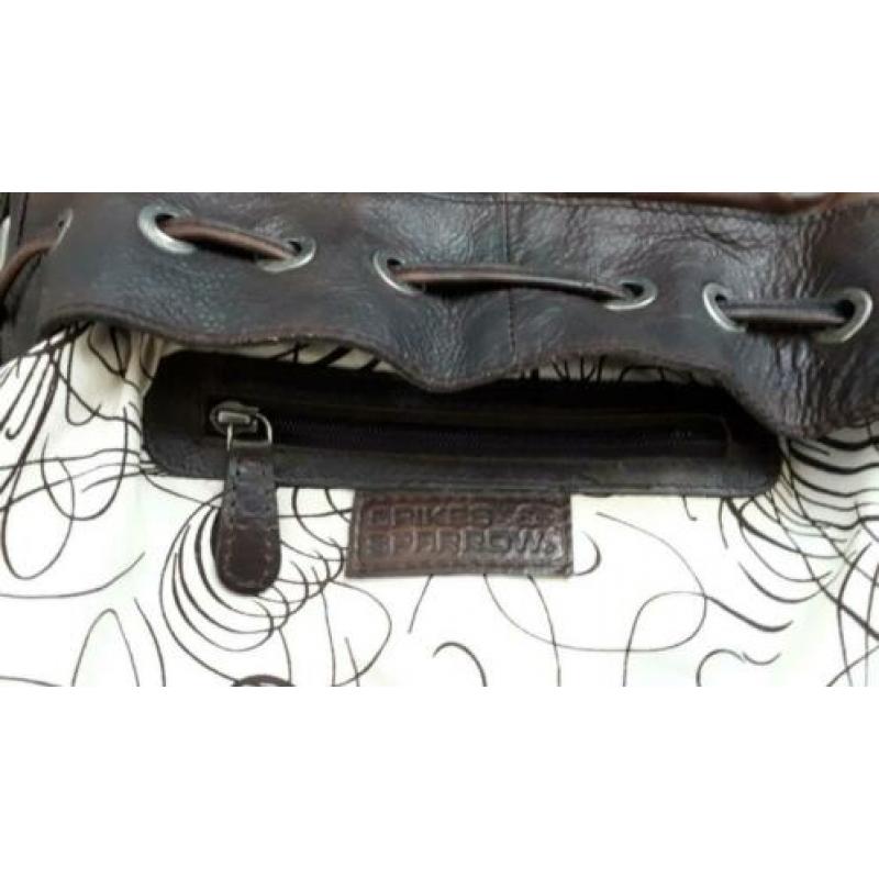 Spikes & Sparrow bruin leren buidel/schoudertas ZGAN