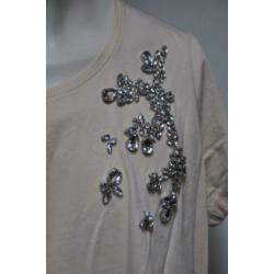 CV11 Zalm Roze Tshirt maat XXL met Bling stenen